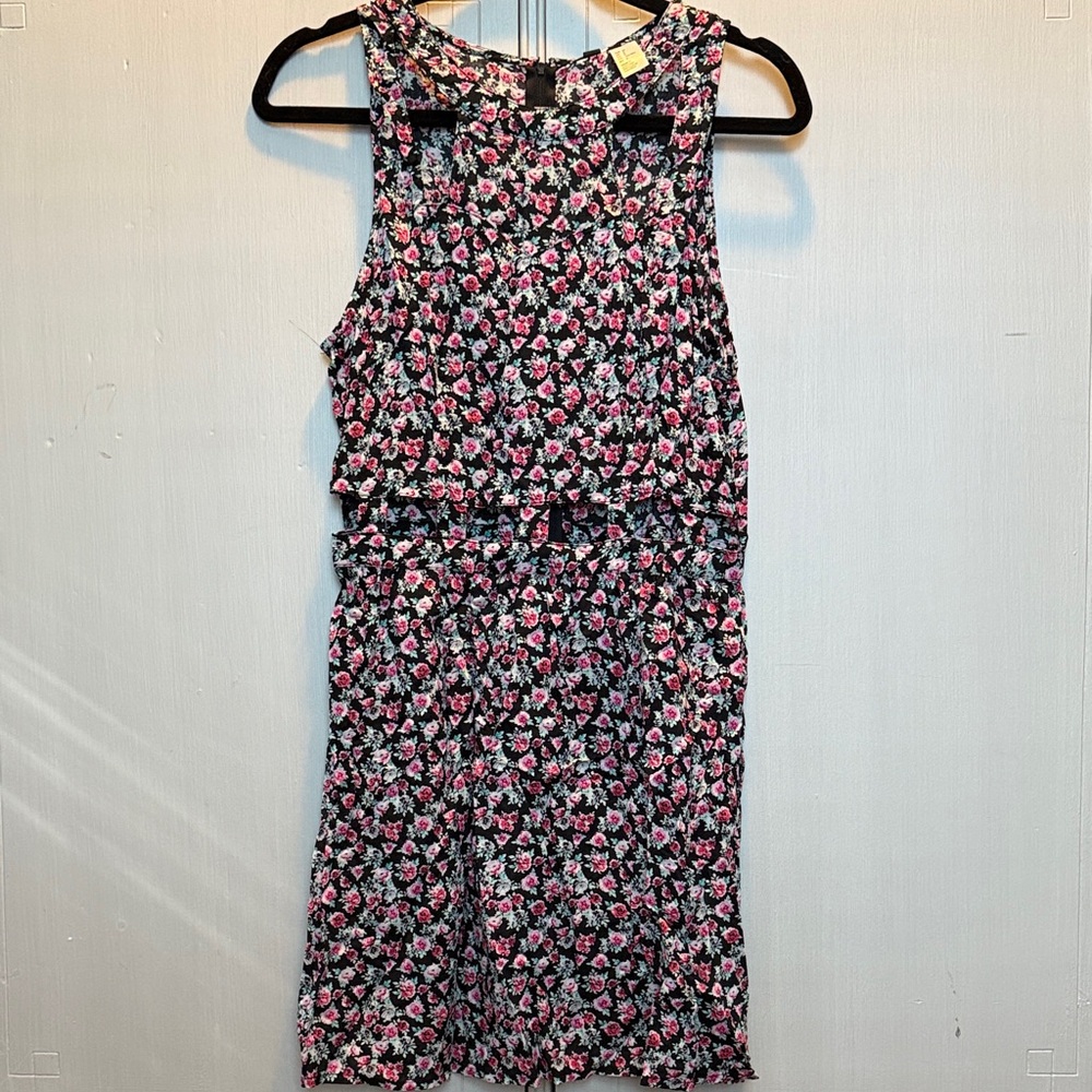 H&M Floral Mini Dress - Black and Pink